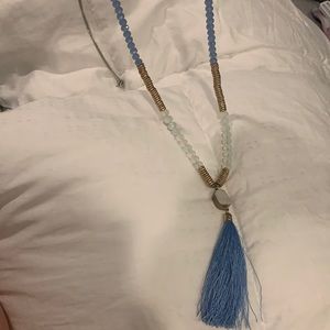 Statement blue and gold necklace